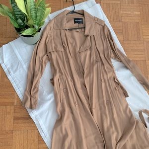Who what where tan long trench coat